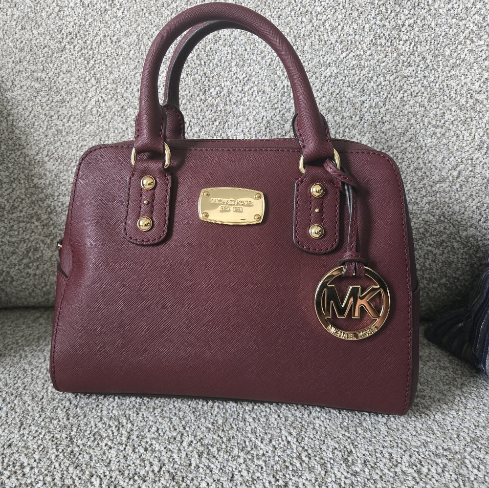 Michael Kors Burgundy Saffiano Leather Satchel